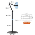 Bedside lifting floor cantilever bracket holding a tablet, with metal chassis and adjustable arm, 56x28x28 cm