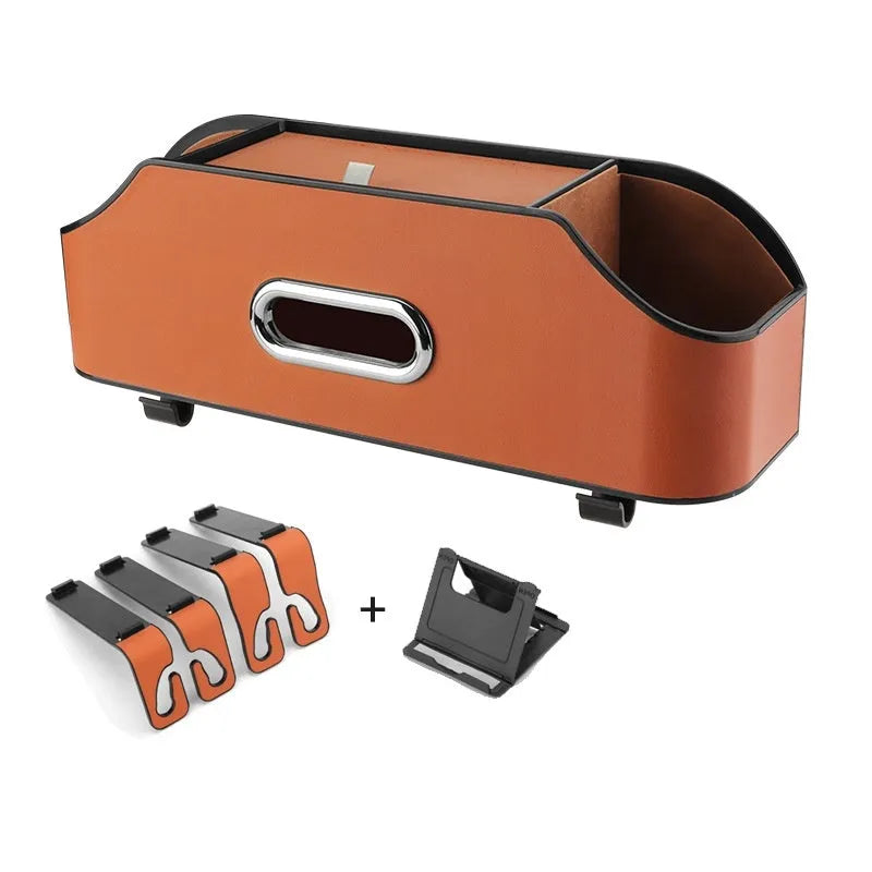 Genuine leather car tissue box holder with suspended mounting in multiple colour options