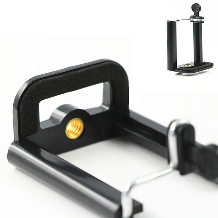 Black plastic U clip mobile phone bracket for universal smartphone mounting