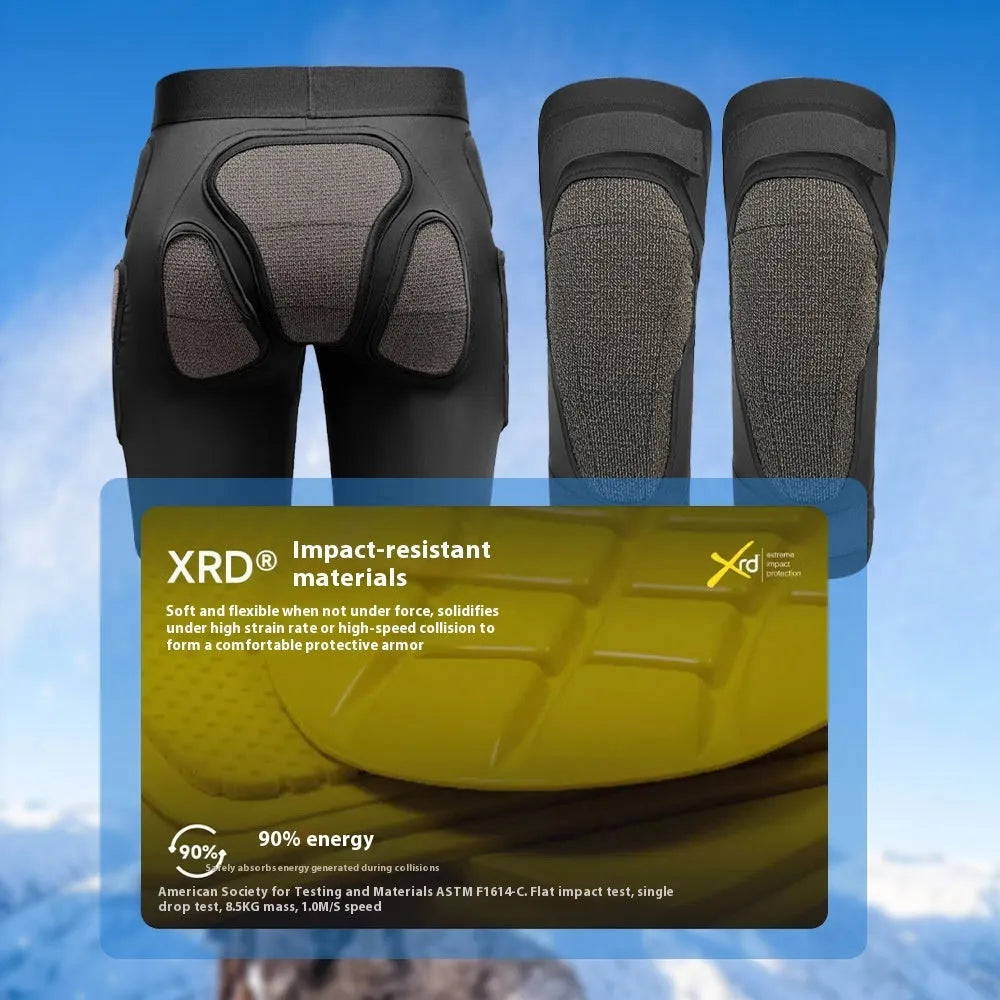 X-ray diffraction technology ski protective gear hip pads and knee pads for winter sports