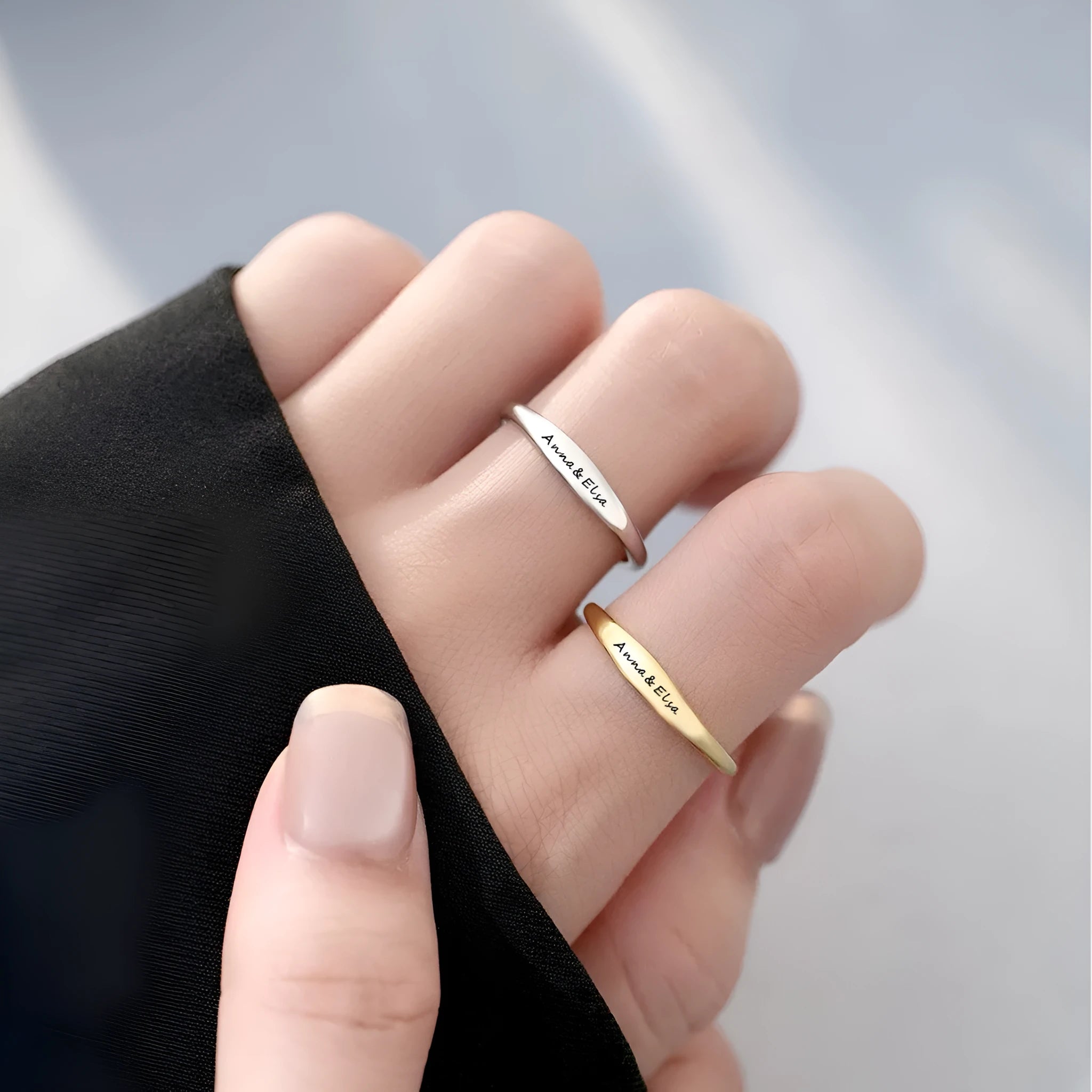 Simple stainless steel couple rings in gold, rose gold, and steel colour, sizes 5 to 10, plain band design
