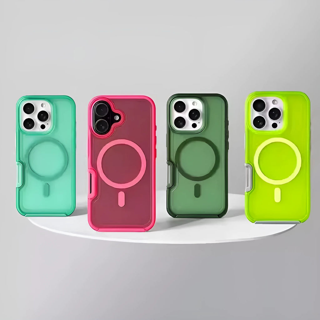 Matte frosted anti-fall magnetic phone case for Apple iPhone, available in multiple colours