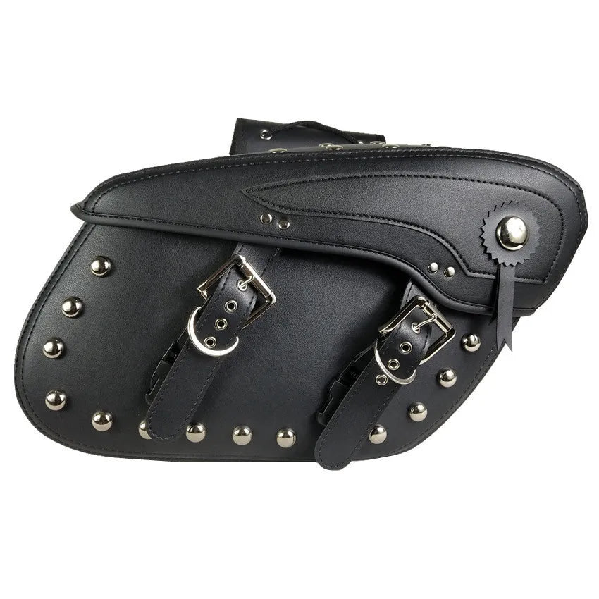 Black leather motorcycle hanging box pannier bag, 43 x 15 x 26 cm, single side bag for Cruiser Prince universal fit