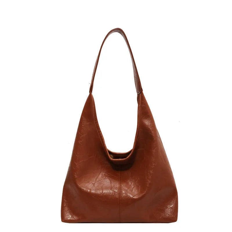 Two-piece composite bag set: large hobo shoulder bag and clutch in PU, available in five colours including black and dark brown
