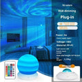 Northern lights projection lamp with remote control, showing aurora and flame effect, 3W, plug-in or rechargeable.