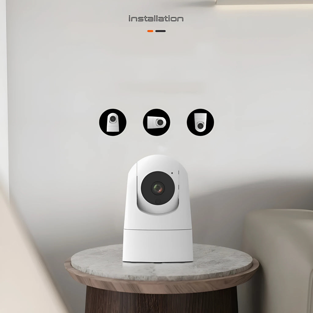 Indoor 5G dual-band security camera with two-way voice, electronic zoom, and compact ABS/PC housing