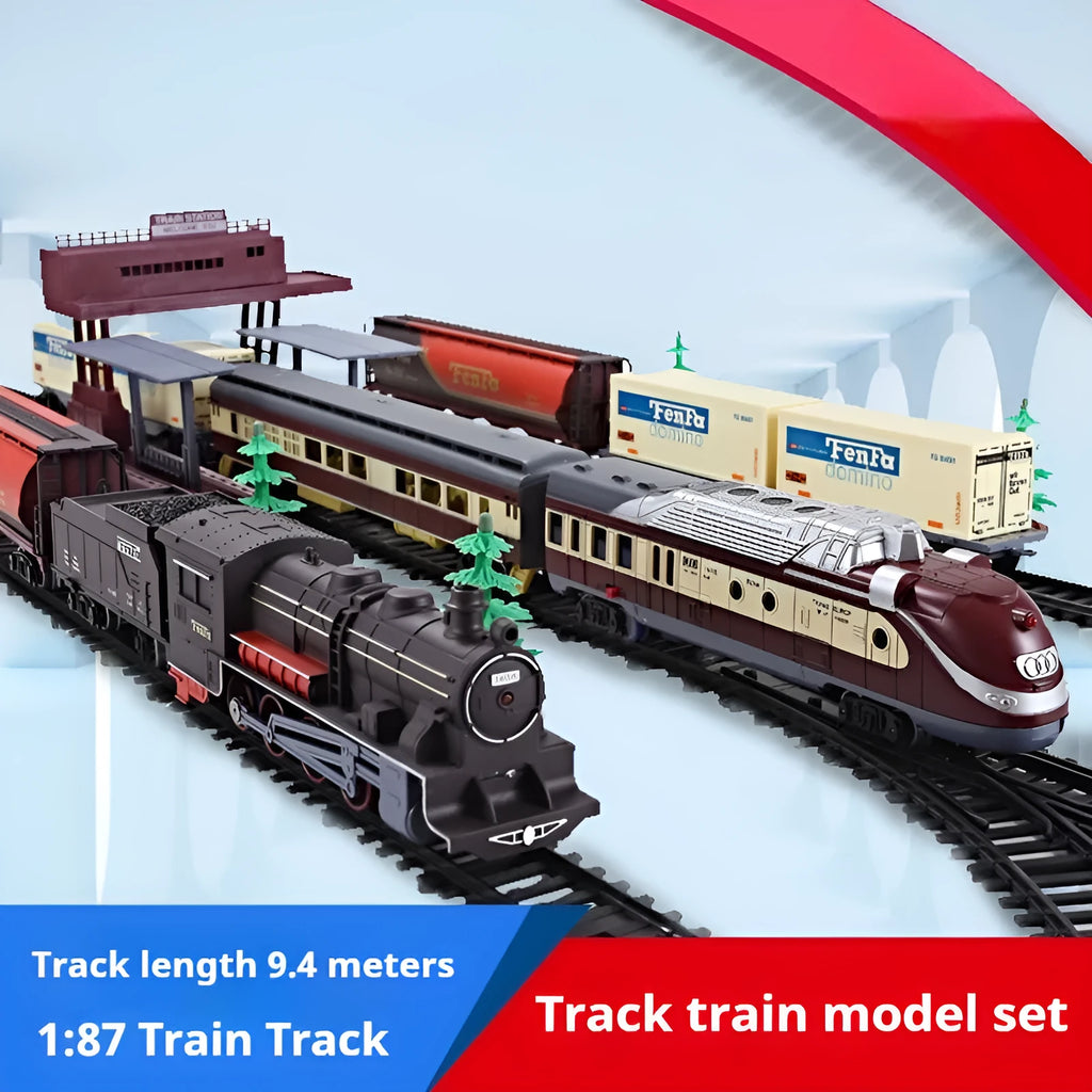 Retro electric rail car small train assembled model plastic educational toy for kids hands-on learning