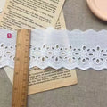 Cotton embroidered lace trim tape showing four width options for clothing DIY projects