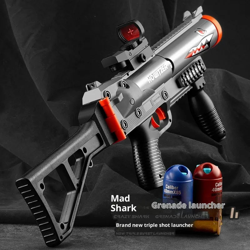 Three-series grenade launcher soft bullet gun plastic toy for boys in shark sand colour