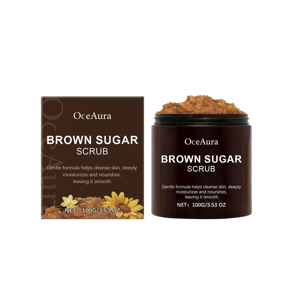 Brown sugar body scrub cream in 100g jar for gentle exfoliation, smooth and tender skin