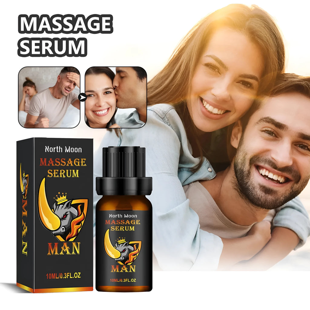 10ml bottle of men's endurance vitality massage essential oil with dropper.