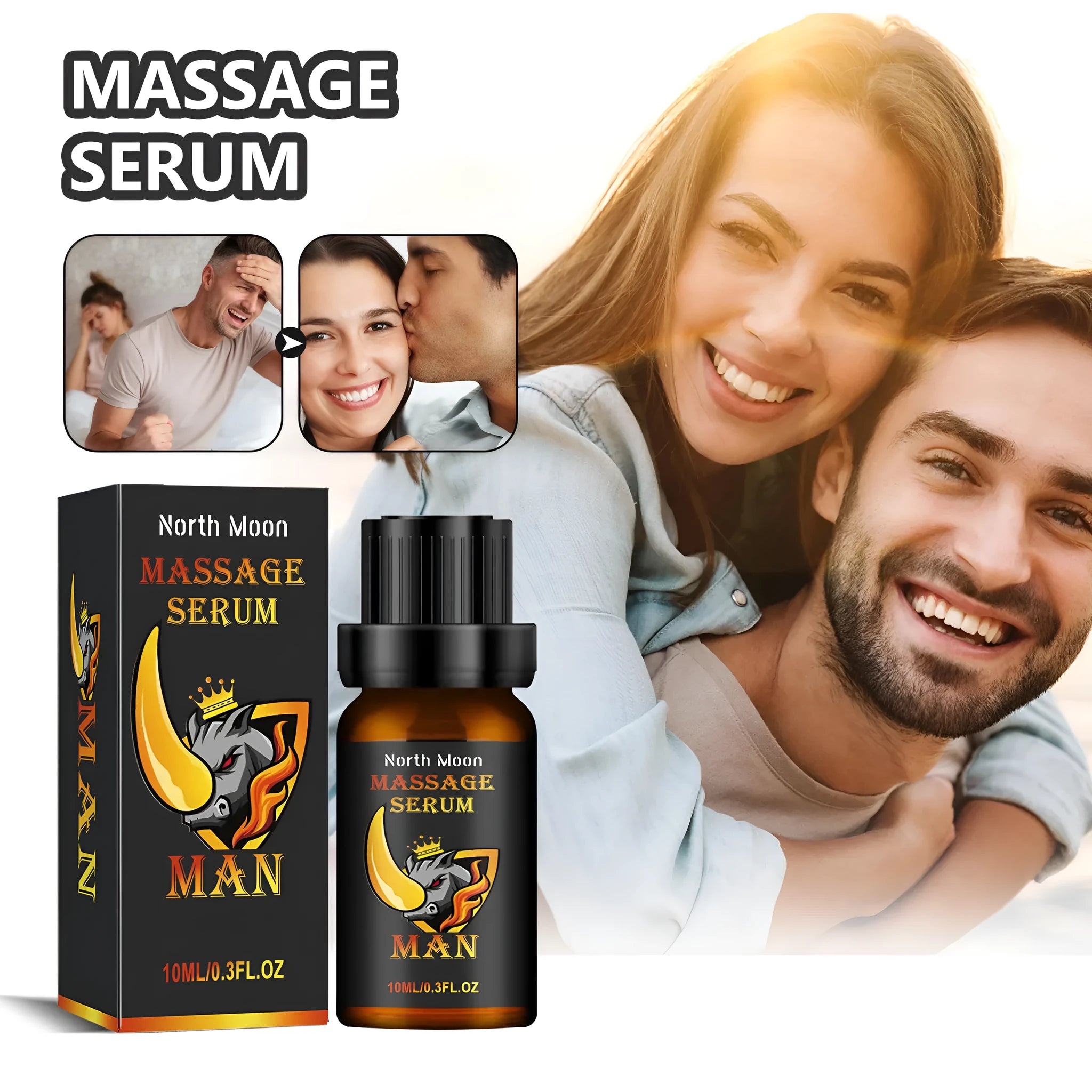 10ml bottle of men's endurance vitality massage essential oil with dropper.