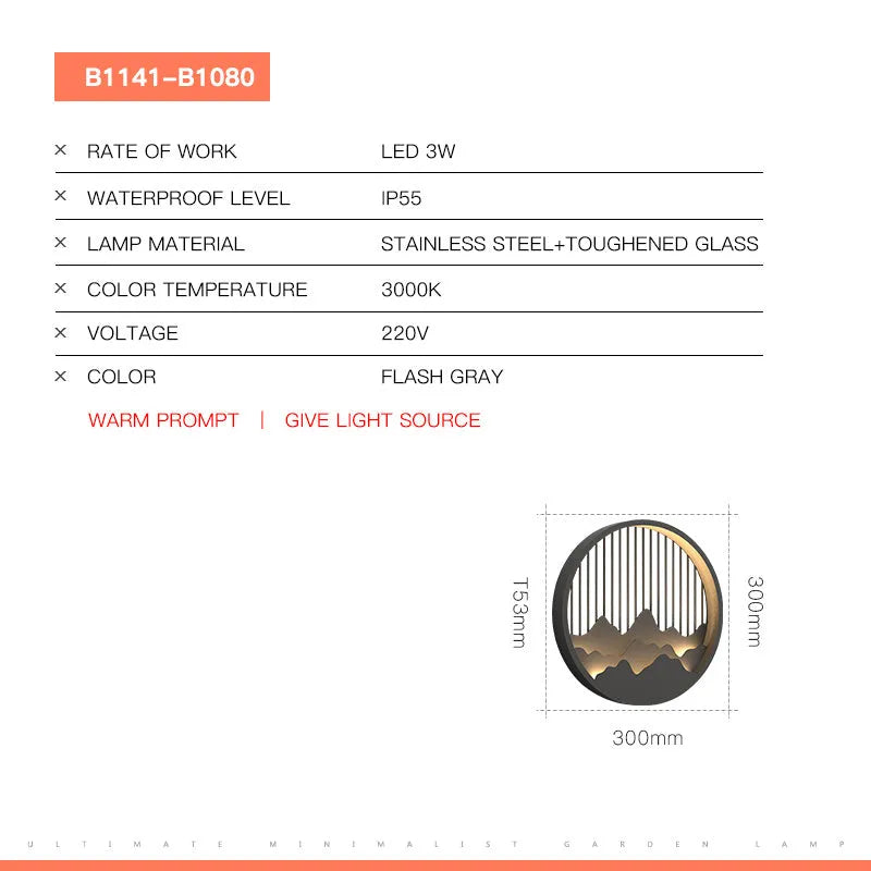 Waterproof outdoor wall landscape lamp B1141 series installed on exterior wall with integrated light source