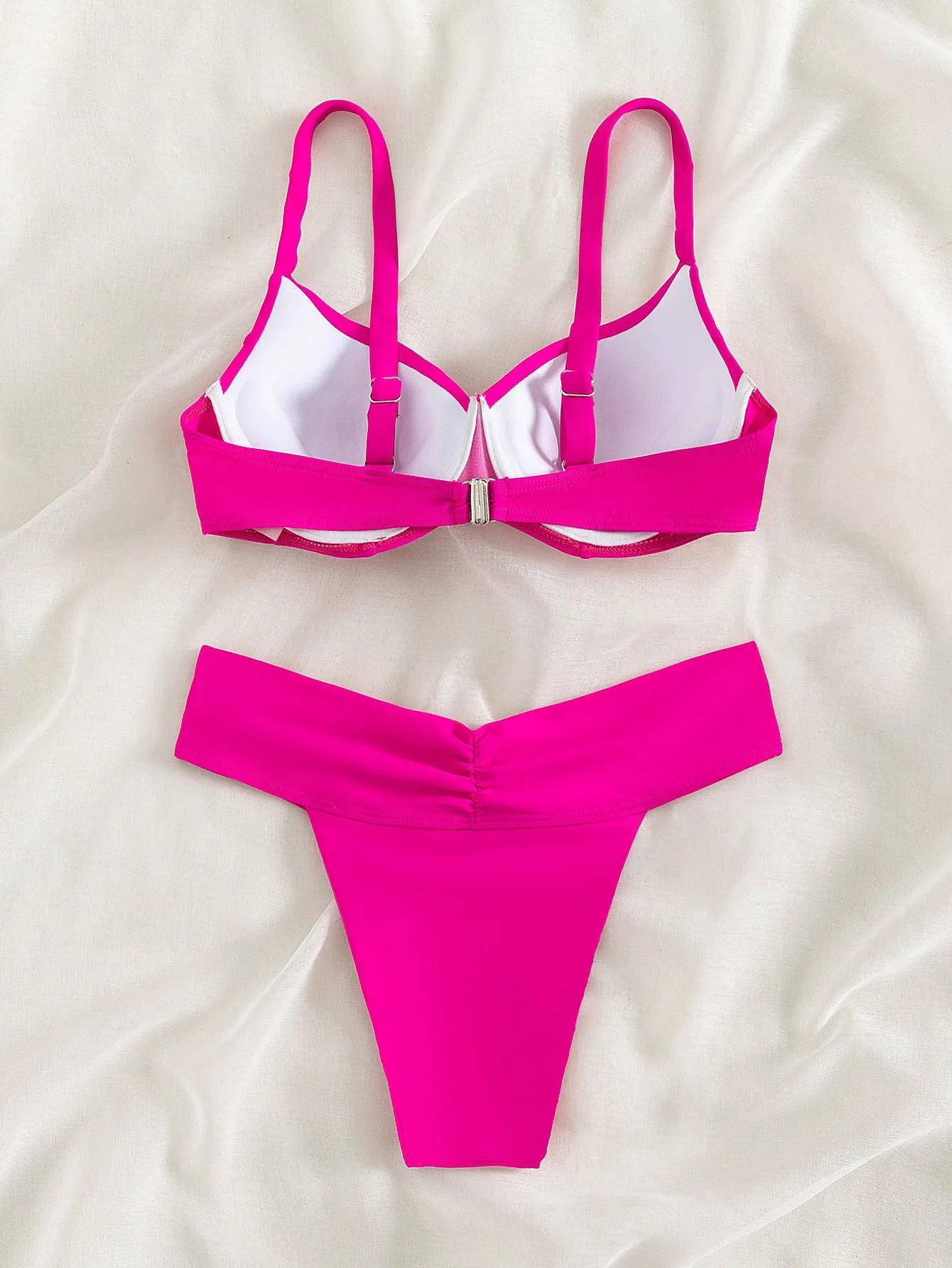 Women's solid colour bikini swimsuit with briefs design in fluorescent and black colour options