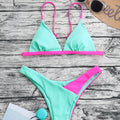 Women's nylon swimsuit briefs set in two pattern options with European and American sizing