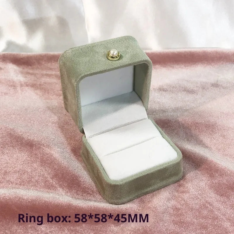 Flannel jewelry box with pearl buckle waist-tight design in light green color