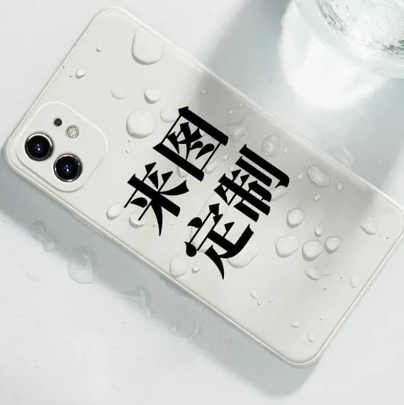 Personalised acrylic couple phone case with silicone rubber bumper for iPhone models in transparent colour options