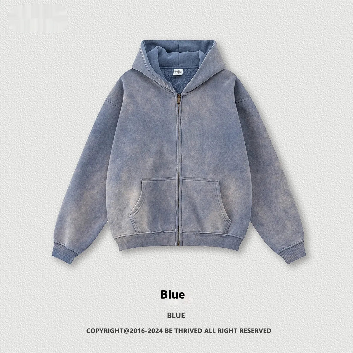 Men's cotton pullover jacket top in solid colour, loose fit, available in blue, light gray, black, dark gray, sizes S-XL.