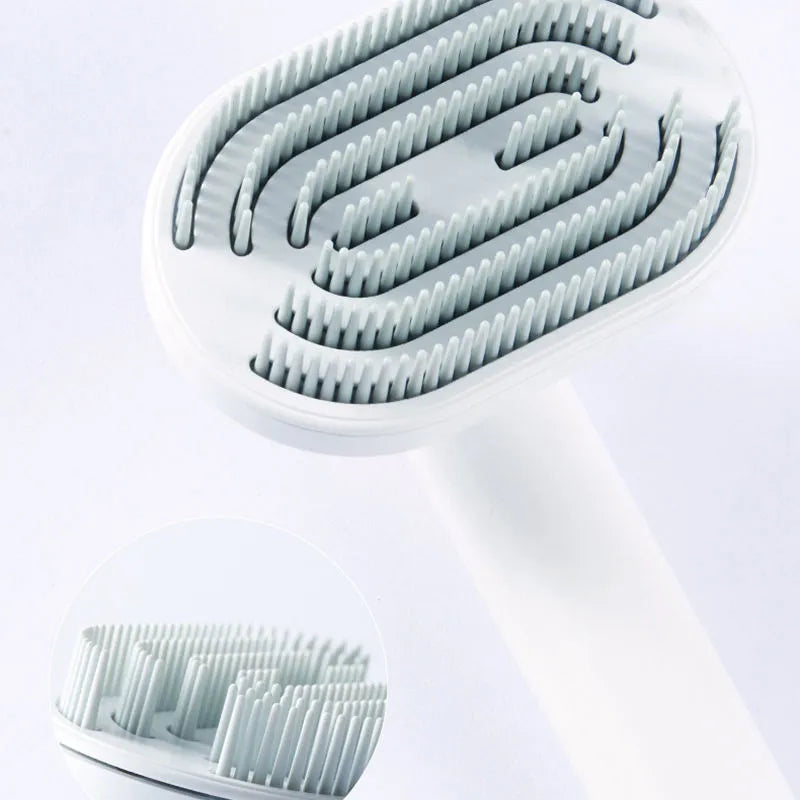 Pet comb for cat and dog to remove floating hair, self-cleaning brush with arc needles, ABS, 21.6cm, dark blue