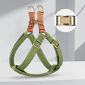Brown vest-style dog leash with cotton belt and alloy fastener for small to medium dogs