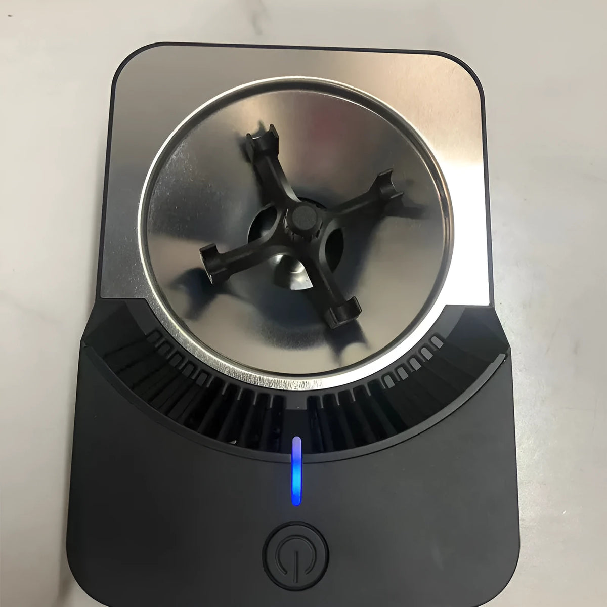 Black plastic desktop ashtray purifier with negative ions and 3-speed control