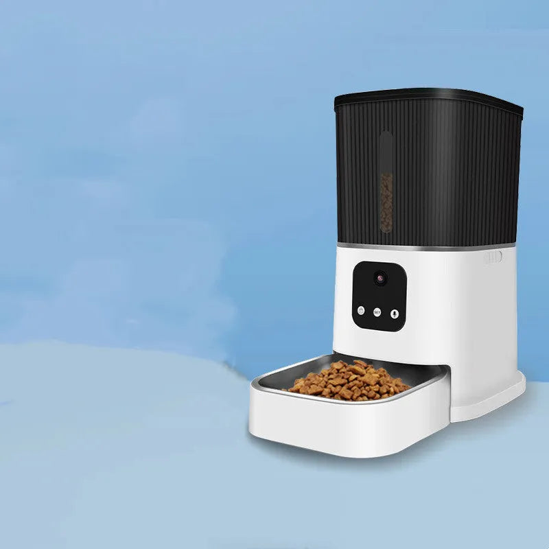 Pet remote control intelligent feeding machine showing 3L capacity ABS unit with stainless steel bowl