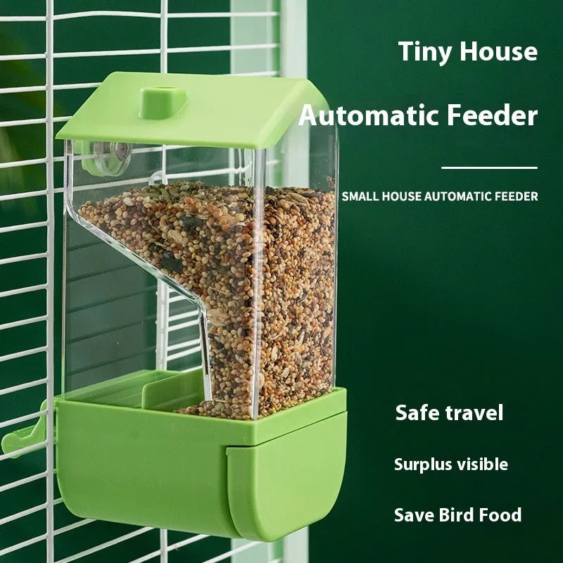 Parrot automatic pet feeder food container plastic acrylic dome style white small size