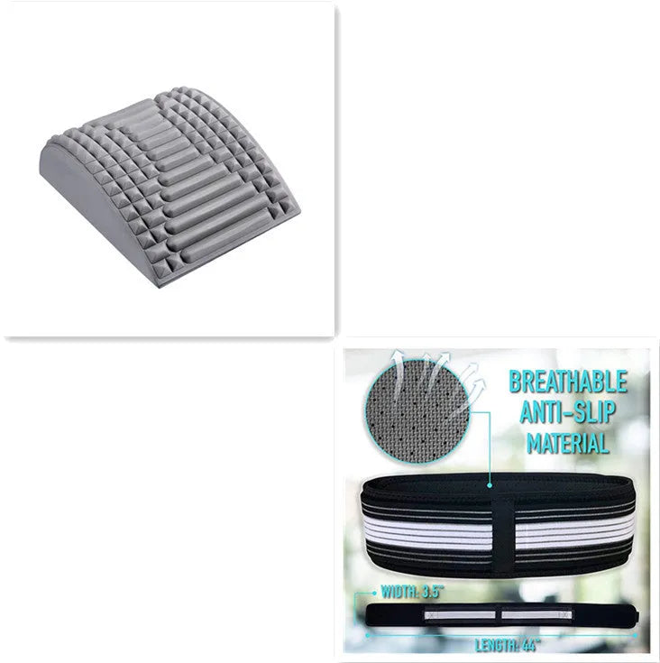 Blue back stretcher pillow for lumbar support with acupressure massage function