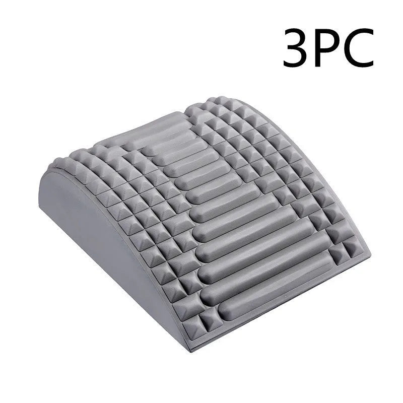 Blue back stretcher pillow for lumbar support with acupressure massage function