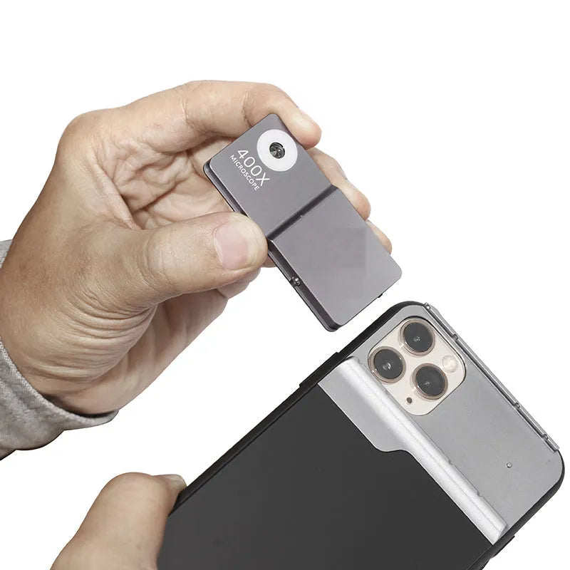 Black silver aluminum alloy 400X mobile phone microscope lens with TPU case for iPhone