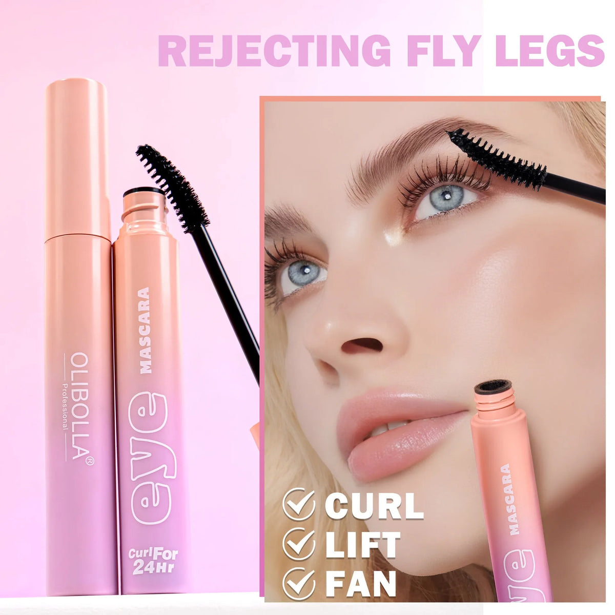 Waterproof curling mascara in black 10ml tube with smudge-resistant cold water formula