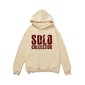 Cotton loose fit letter print hoodie for men and women, apricot colour