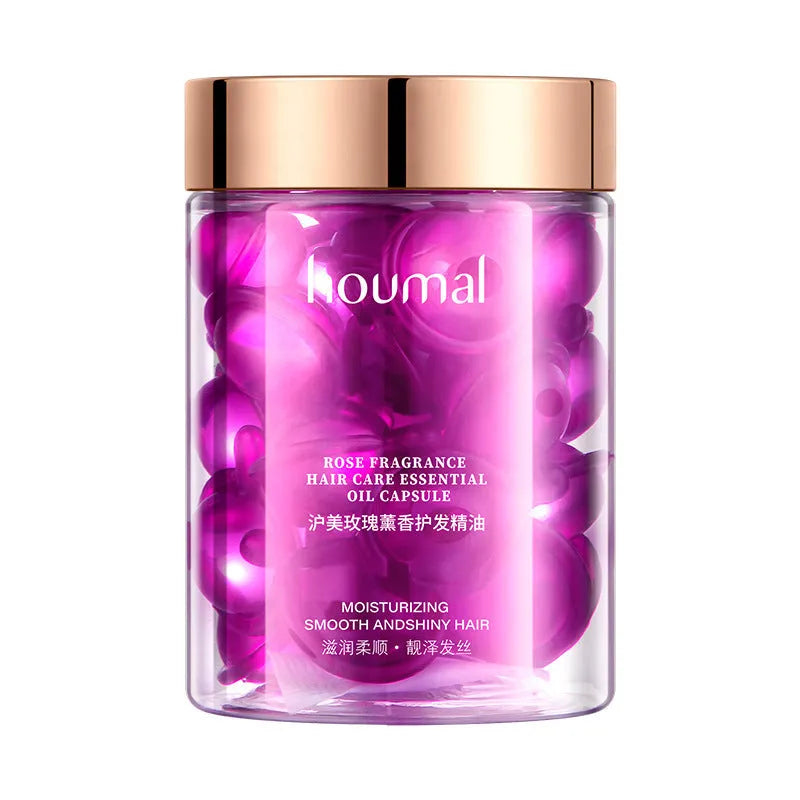 Houmai Rose Lavender flavor styling cream capsules, purple, 1ml x30 PCs hair essential oil in capsules