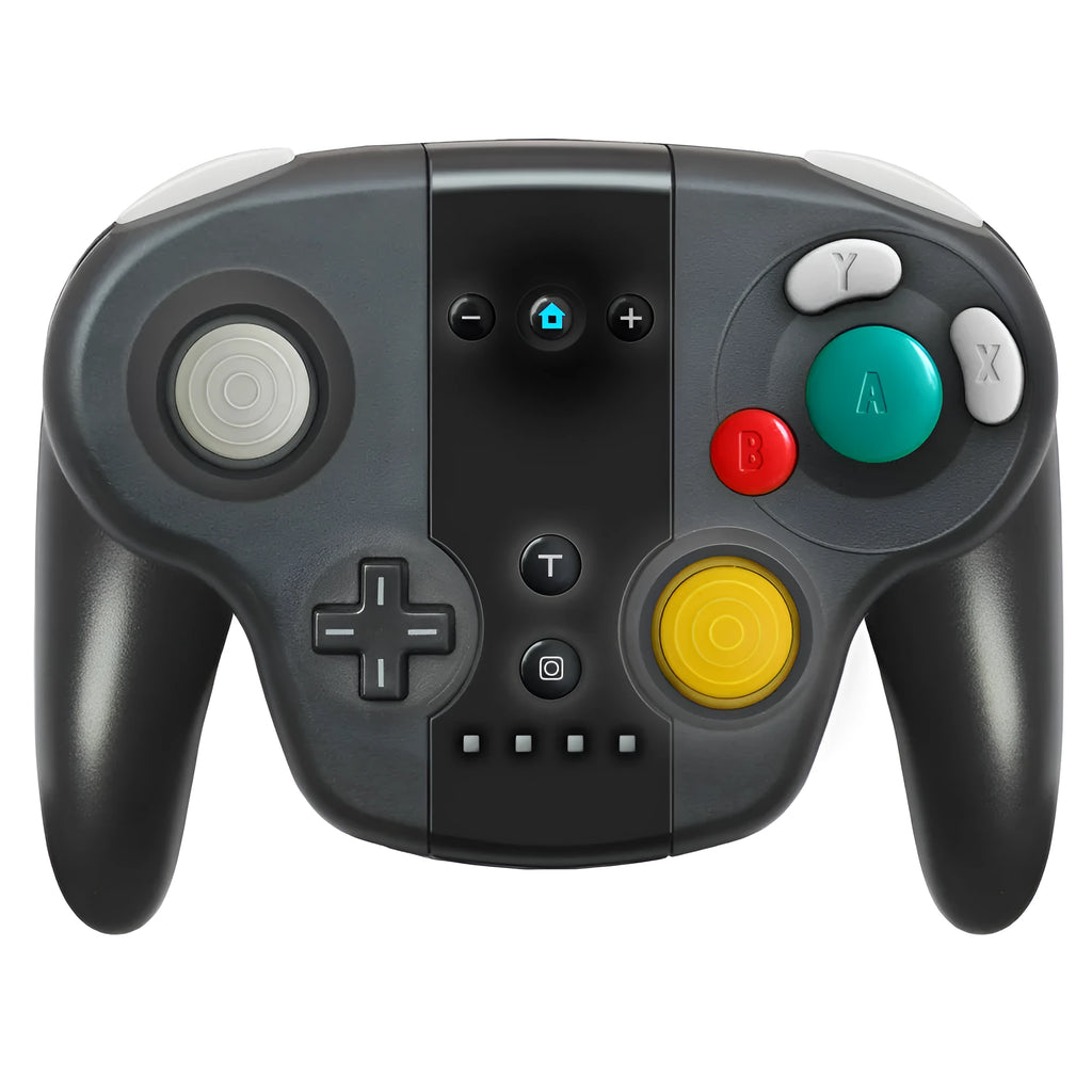 Black wireless gamepad controller with colourful packaging for Nintendo Switch and Windows PC