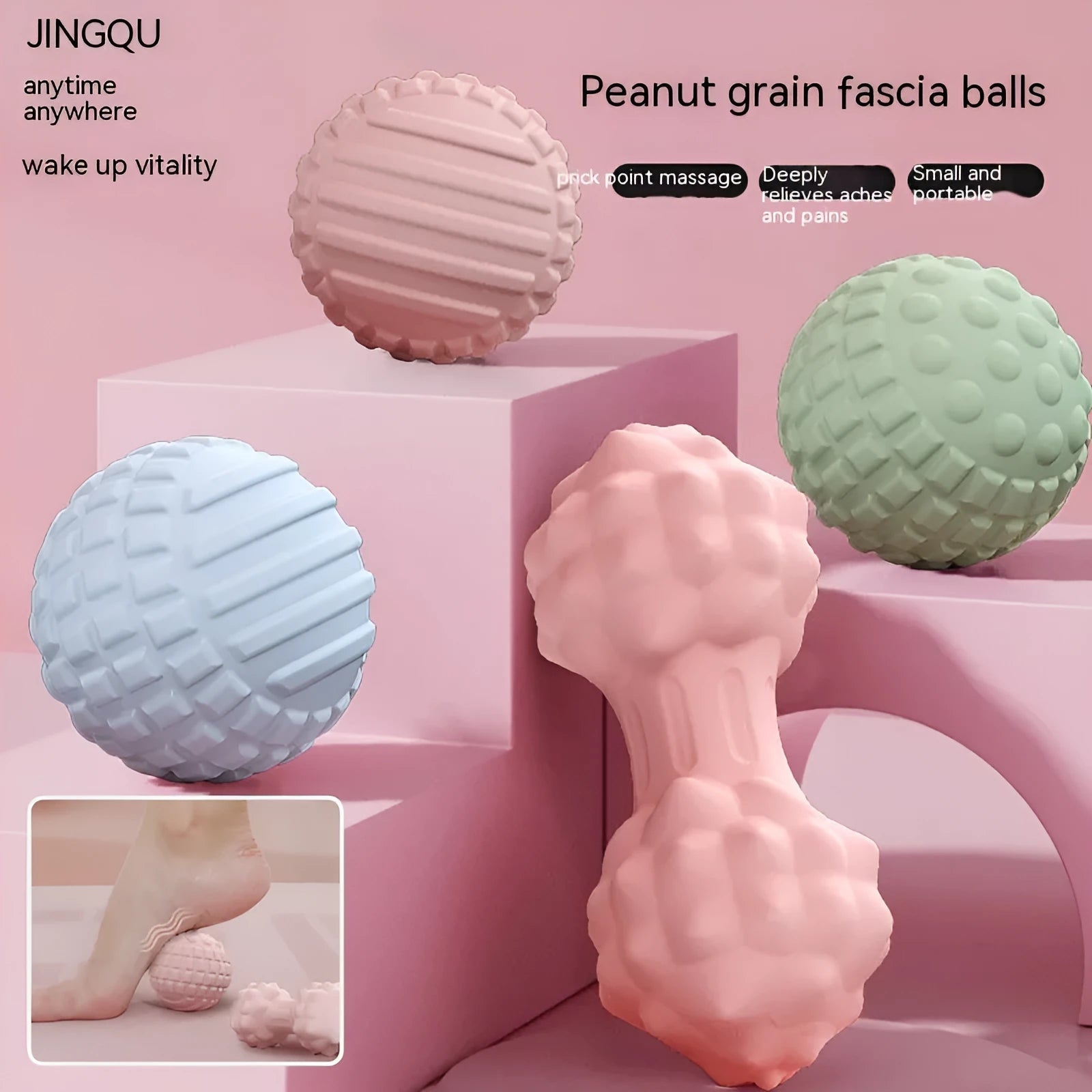 6 cm TPR foot massage ball in choice of four colours for plantar fascia relief