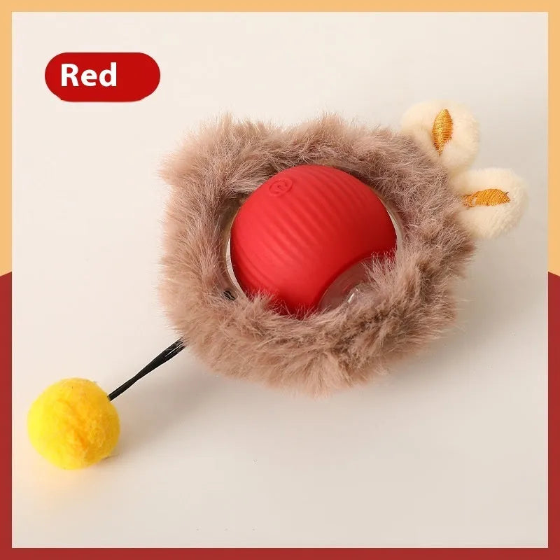 Self-hi funny cat rolling ball toy in silicone with grey green red colour options