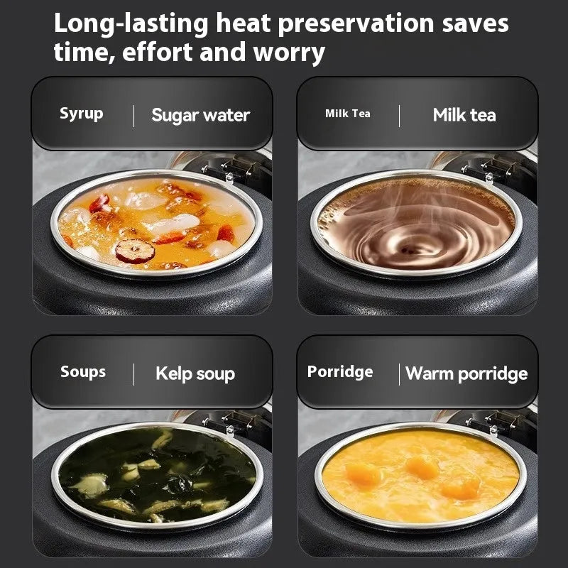 Black stainless steel electric heating soup pot with large mouth cover and 10L capacity