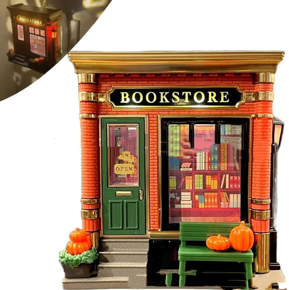 Small cartoon Christmas house night lamp ornament with decorative lighting on display