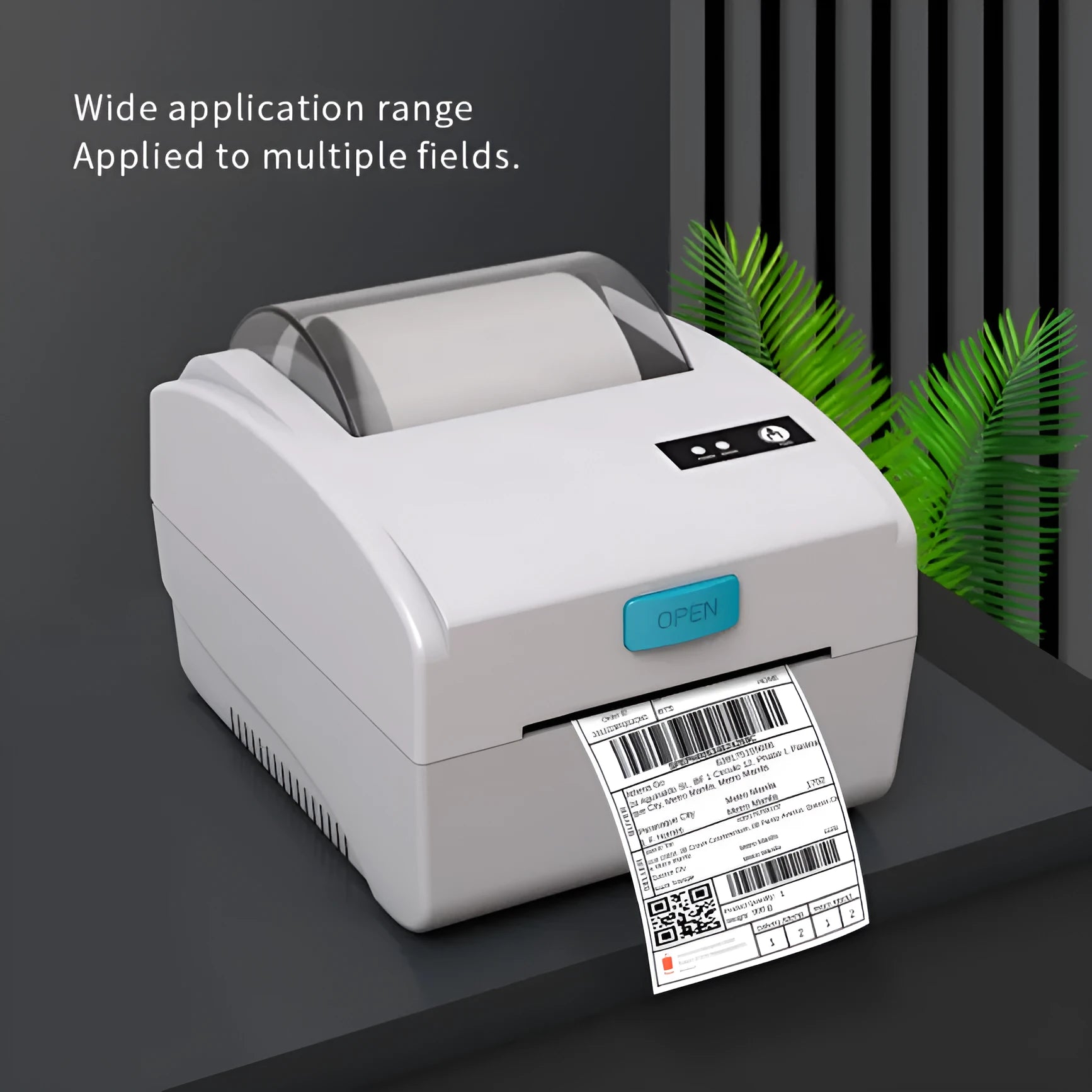 White Bluetooth thermal label printer with USB port for shipping labels