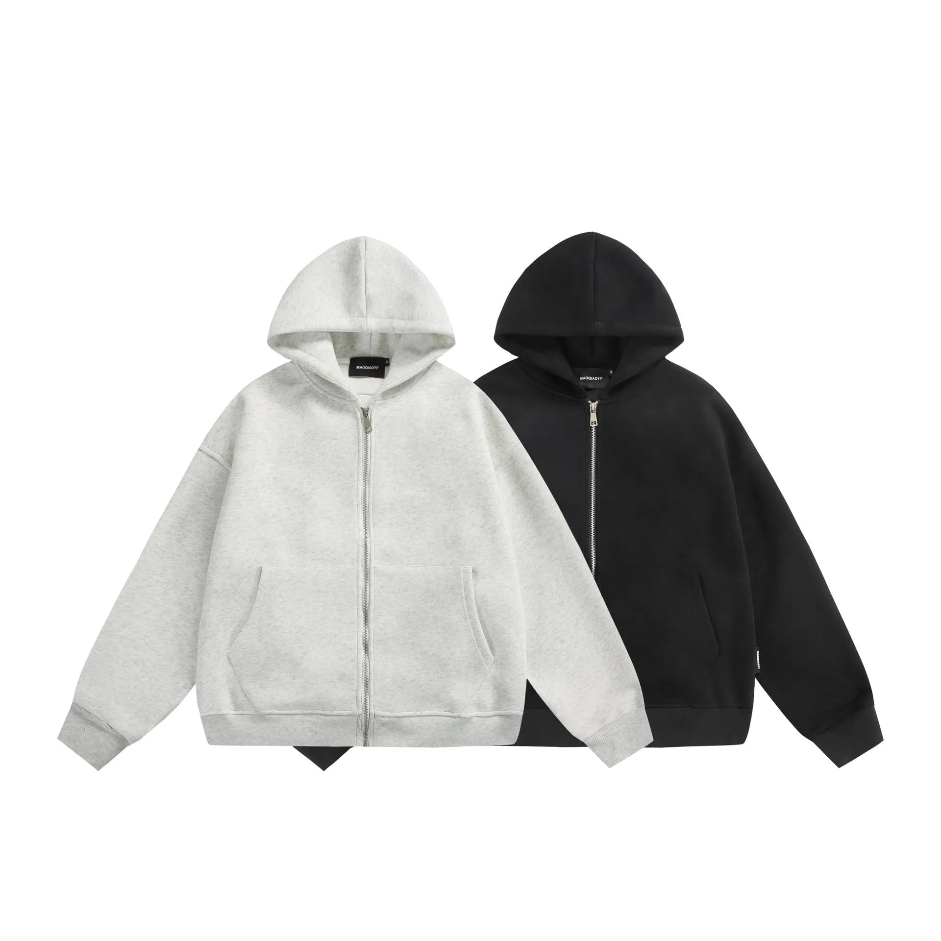 Black and melange grey cardigan coat with back small bag design and regular sleeves