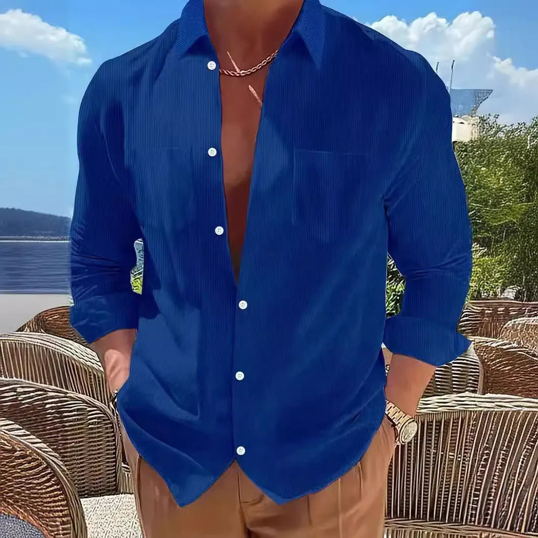 Casual Long-Sleeve Corduroy Shirt