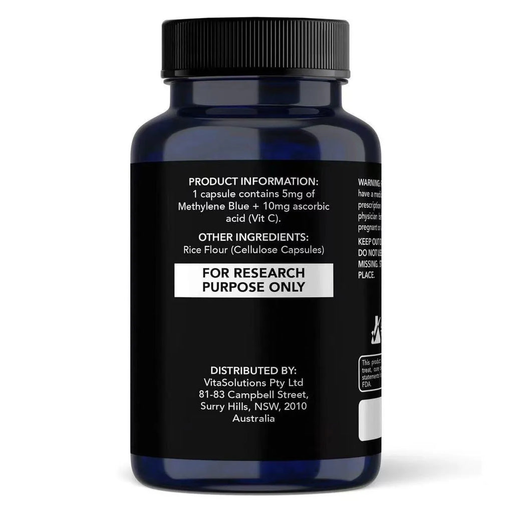 White bottle of Methylene Blue capsules with 60 tablets standard specification supplement