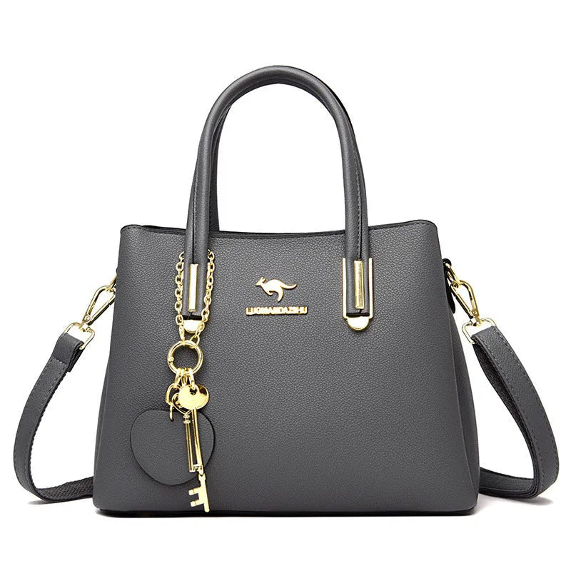 Horizontal square lychee texture PU women's handbag in multiple colours, 28x22x12.5cm
