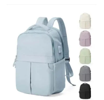 Women's lightweight nylon travel computer backpack in black with vertical square shape, 43x30x13cm