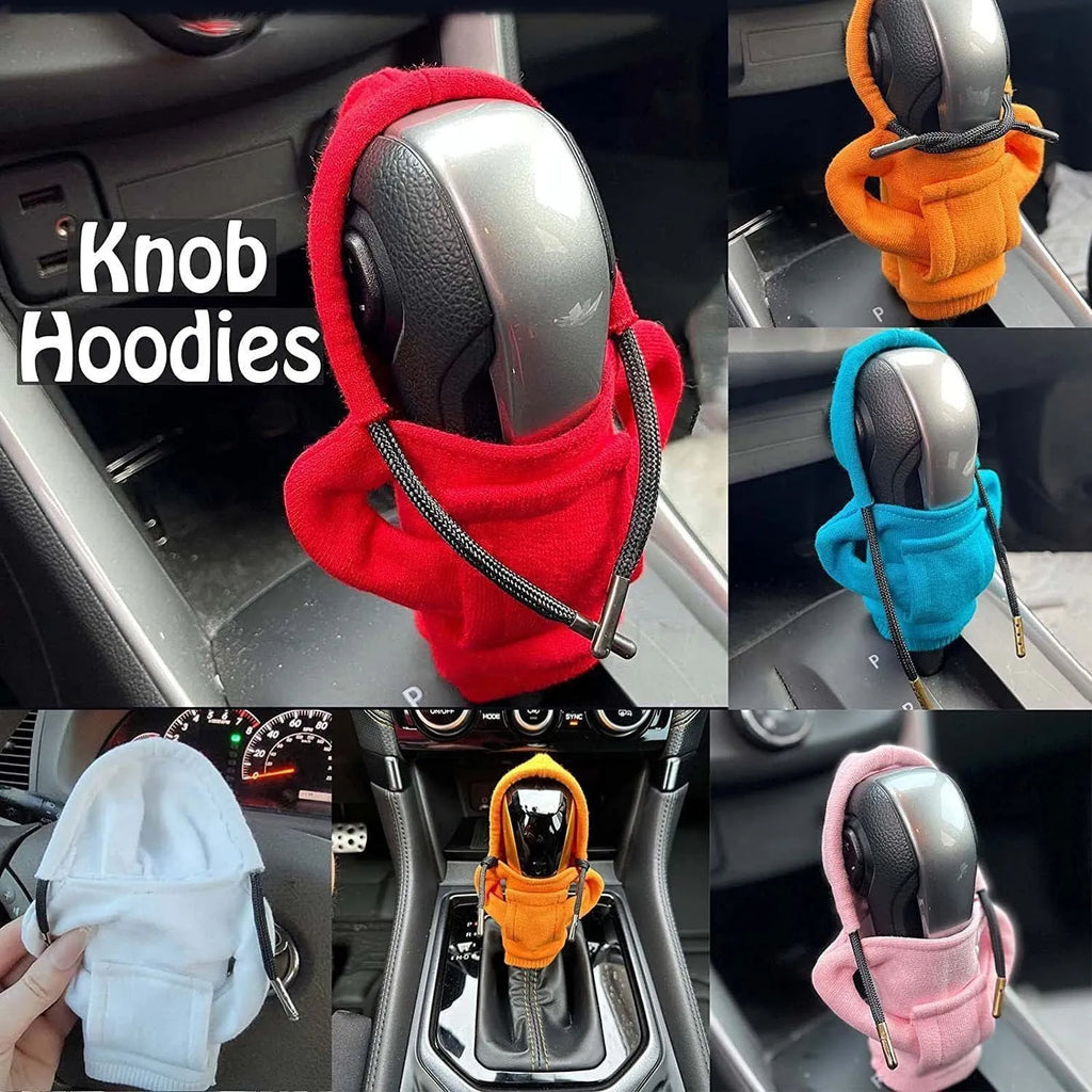 Cloth gear shift knob hoodie cover measuring 13x8cm in multiple colour options