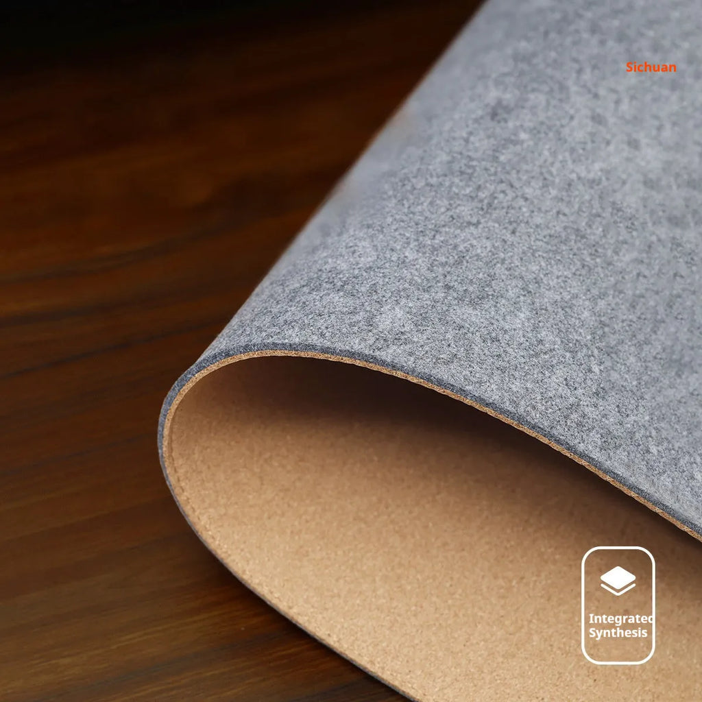 Oversized felt cork desk mouse mat in Japanese simple style with black gray pattern