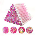 Set of coloured disposable eyelash brushes stored in clear plastic tubes