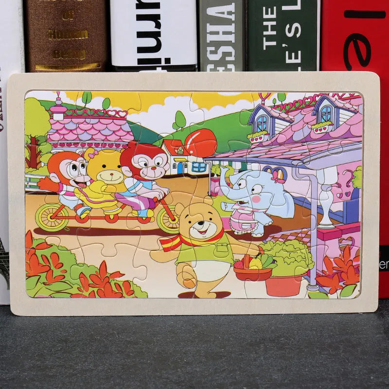 80 piece wooden animal jigsaw puzzle in iron box with non-toxic paint for children aged 3+