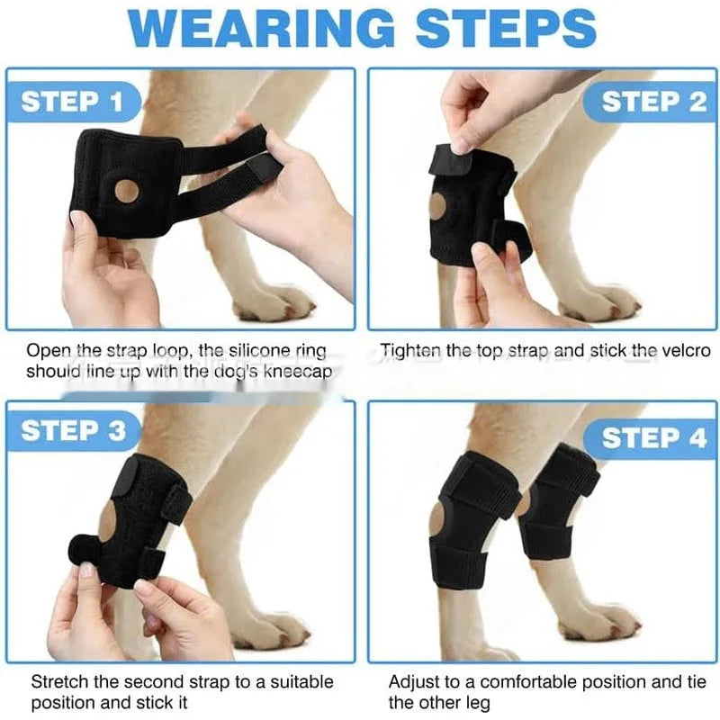 Black polyester dog leg guard for joint protection and ACL tear rehabilitation