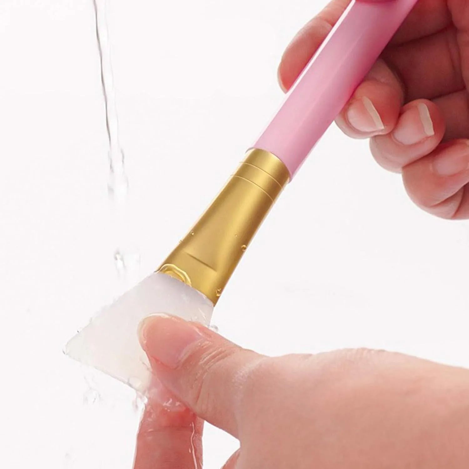 Reusable silicone face mask applicator spatula in choice of six colours with gold or silver tube.